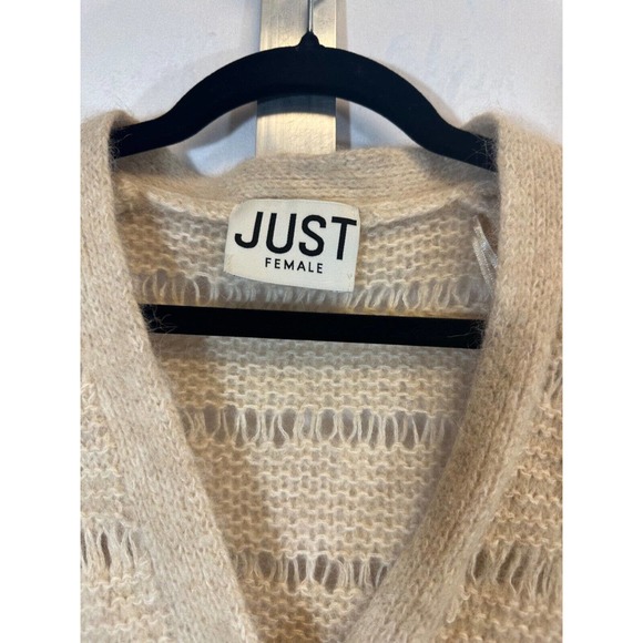 JUST FEMALE SAGI KNIT CARDIGAN BUTTERCREAM SIZE L Alpaca Wool Blend Sweater A6 - Picture 2 of 7